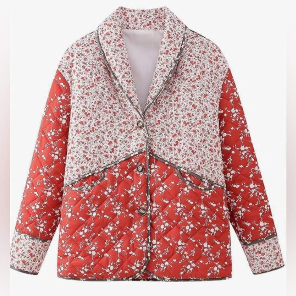 Quilted Floral Puffer Coat
